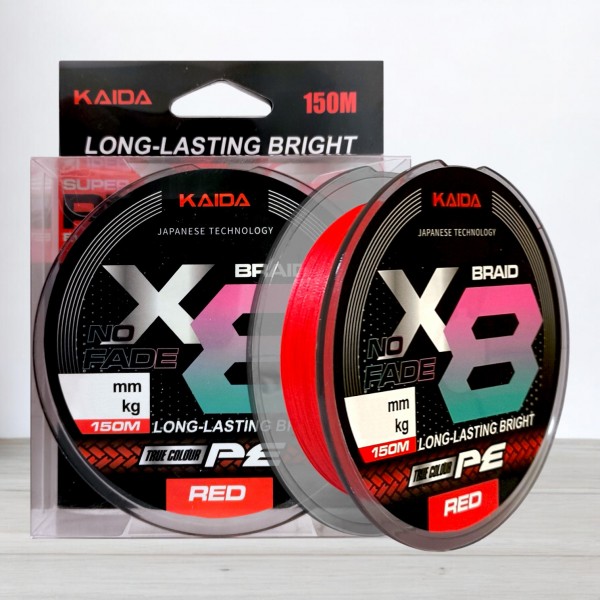 Шнур Kaida Braid PE X8 Red, 150м, 0,10мм